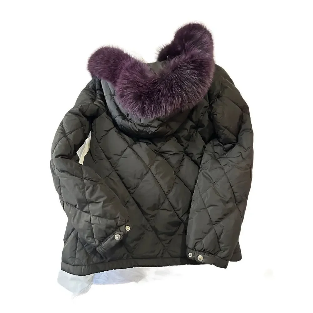 Prada fur trimmed hoodie down jacket size S